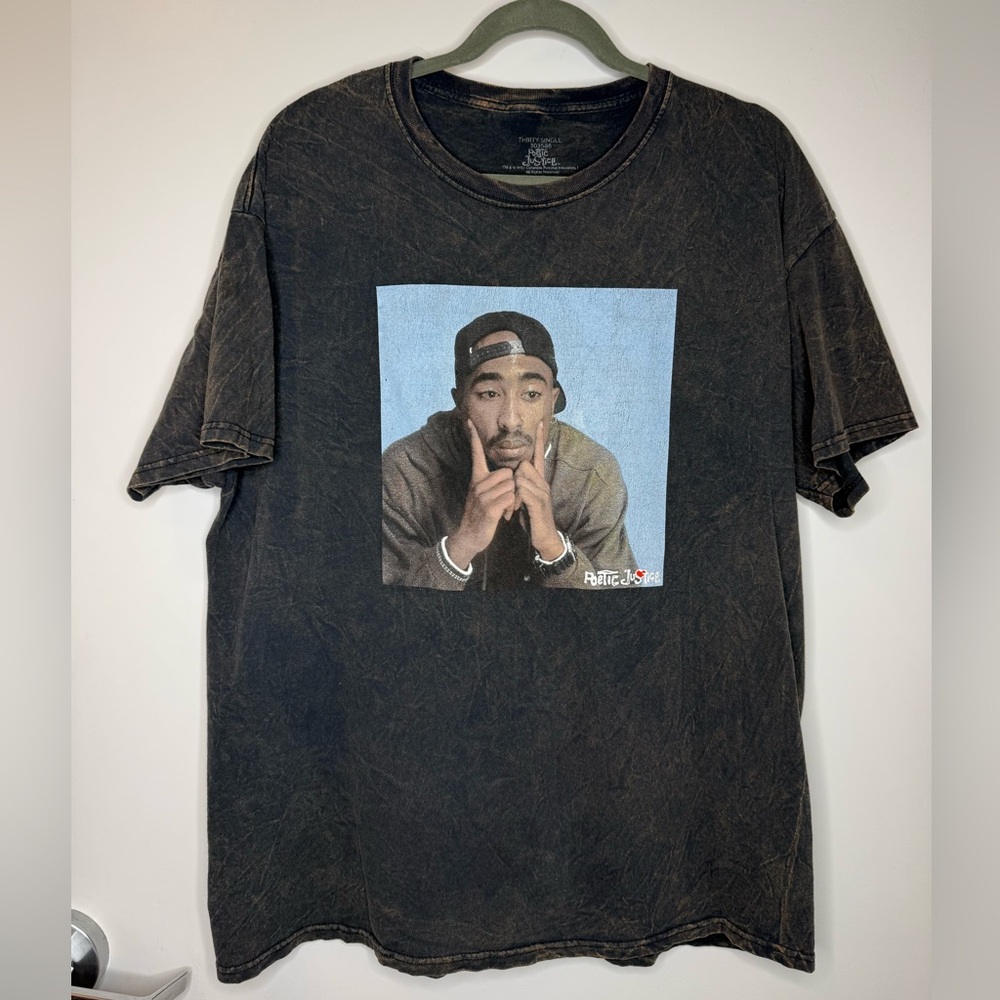 90s Poetic Justice Tupac T Shirt Large 2Pac Rap Movie Graphic Hip Hop Tee Y2K